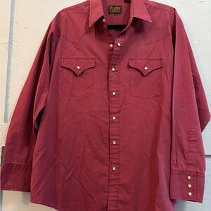 Plains Men's Burgundy Casual Button Down Shirt
